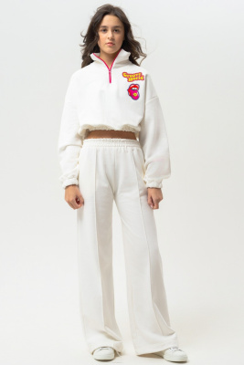 Костюм спортивный с зипкой 376MLK молочный