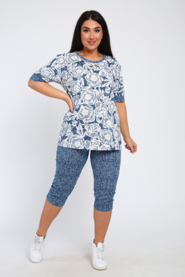 Костюм женский КБЖЖ0050А белый/голубой